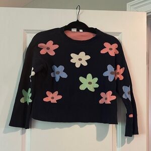 GAP Kids Floral Sweater - Navy with Multicolor Flowers